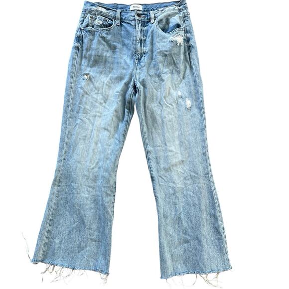 Pistola Stevie High Rise Wide Leg Jeans Light Wash Distressed 28 Boho Denim Raw - Picture 1 of 8